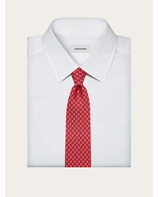 Ferragamo Red Bee Print Silk Tie for men