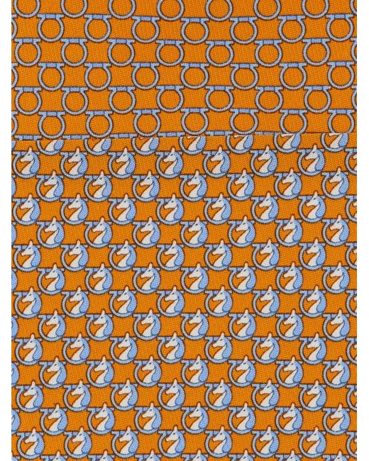 Ferragamo Natural Pegasus Print Silk Tie for men