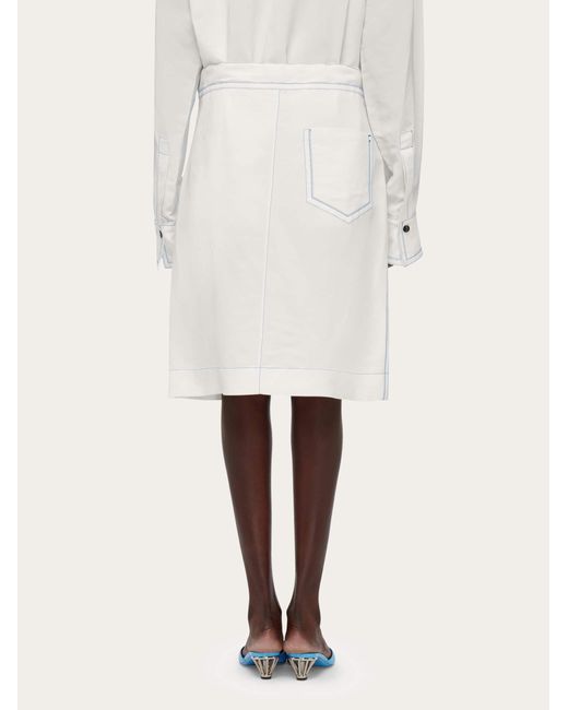 Ferragamo White Drawstring Skirt