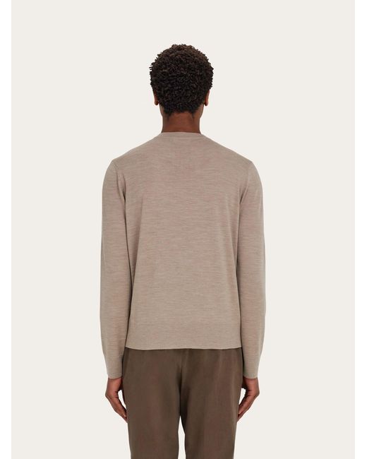 Ferragamo Gray Knitted V-Neck Sweater for men