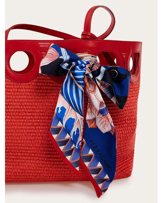 Ferragamo Red Flowers And Butterflies Print Silk Mini Bandeau