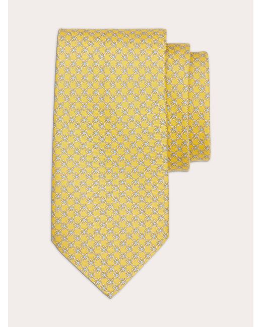 Ferragamo Yellow Tortoise Print Silk Tie for men