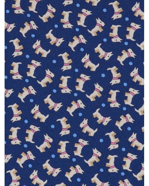 Ferragamo Blue Charlie Print Silk Tie for men