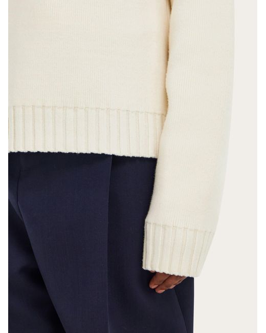 Ferragamo Natural Knitted Sweater With Button Detail for men