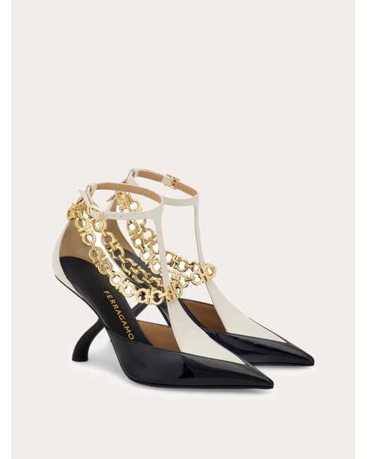 Ferragamo Natural S-Shaped Heel Pump With Gancini Chain .5