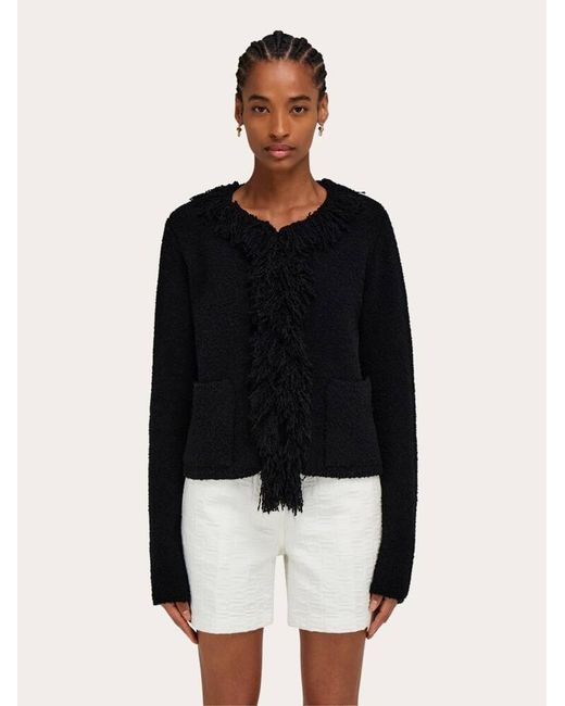 Ferragamo Black Damen Strickjacke Mit Fransen