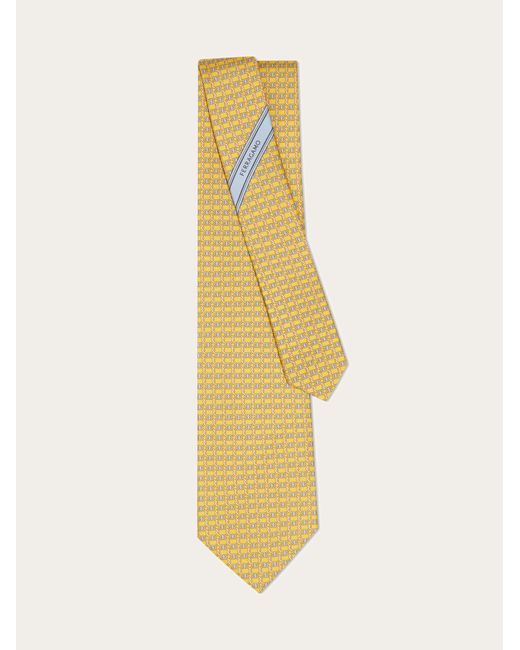 Hommes Cravate En Soie Imprimé Vara Jaune Ferragamo pour homme en coloris Yellow