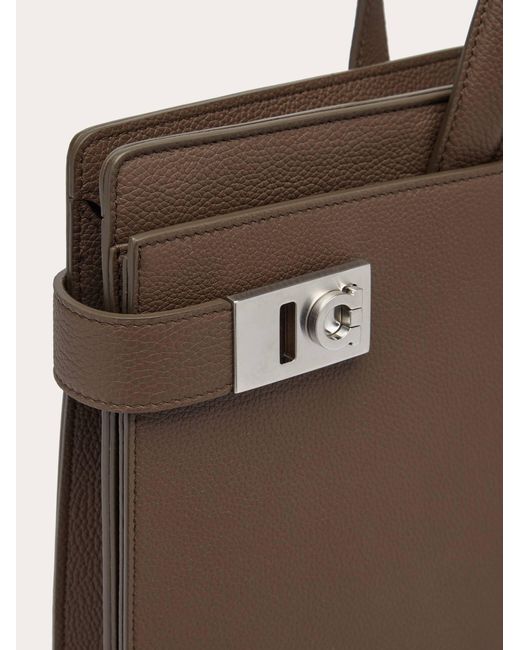 Ferragamo Brown Briefcase With Gancini Buckles for men