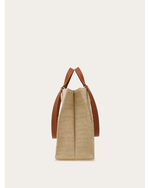 Ferragamo Natural Tote Bag With Logo (L)
