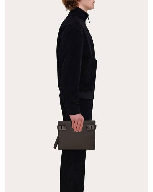 Ferragamo Black Pouch With Hug Buckle for men