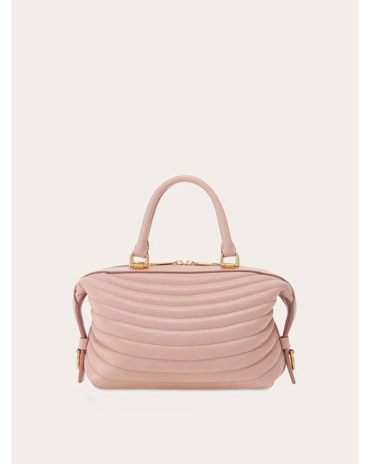 Ferragamo Pink Quilted Bowling Bag