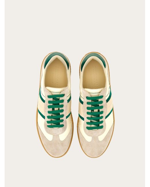 Ferragamo Green Low Sneaker With Signature for men