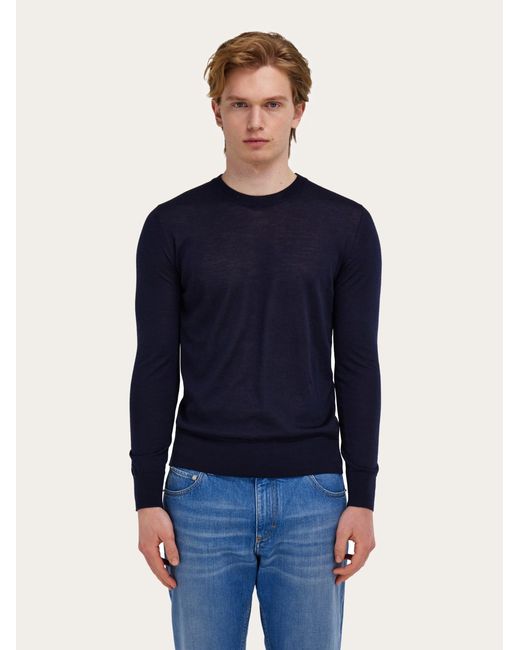 Ferragamo Blue Crew Neck Pullover for men