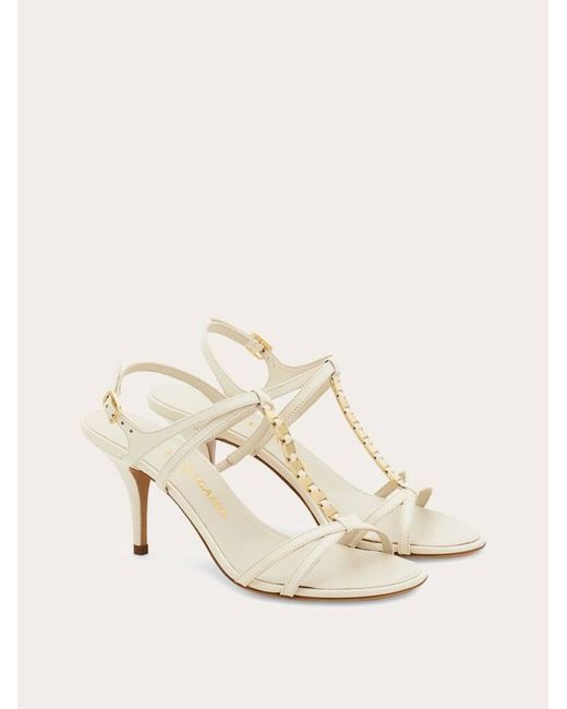 Ferragamo Natural Vara Chain T-Strap Sandal