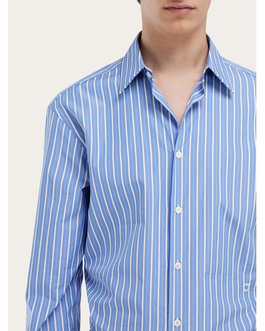 Ferragamo Blue Poplin Shirt for men