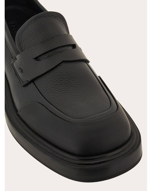 Ferragamo Black Men Loafer With Rubber Details for men