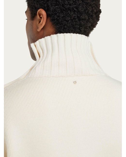 Ferragamo Natural Knitted Sweater With Button Detail for men