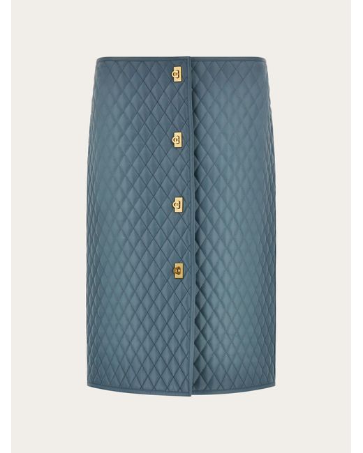 Ferragamo Blue Quilted Nappa Skirt