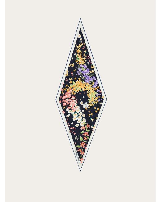 Ferragamo White Spring Print Diamond Scarf
