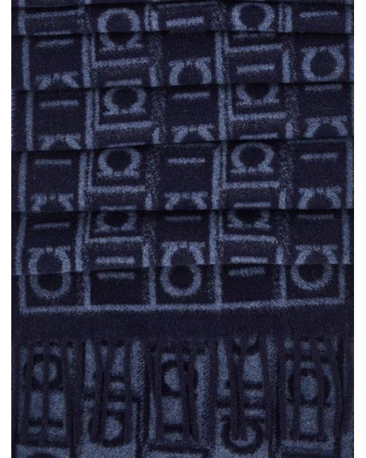 Uomo Sciarpa Monogram di Ferragamo in Blue da Uomo
