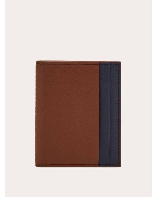 Ferragamo Brown Monogram Credit Card Holder for men