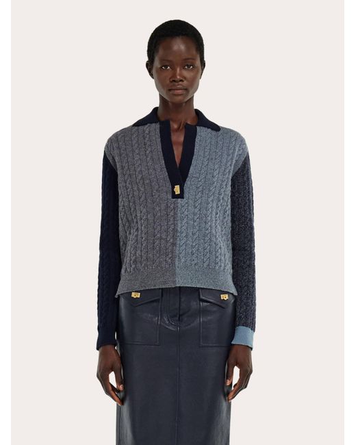Ferragamo Blue Cable Knit