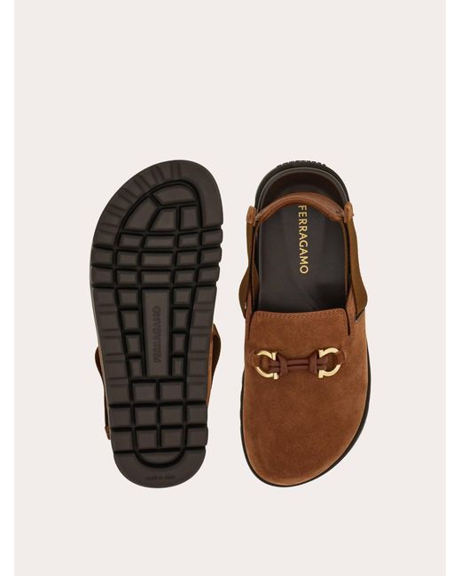Uomo Mule Con Morsetto Gancini Taglia di Ferragamo in Brown da Uomo