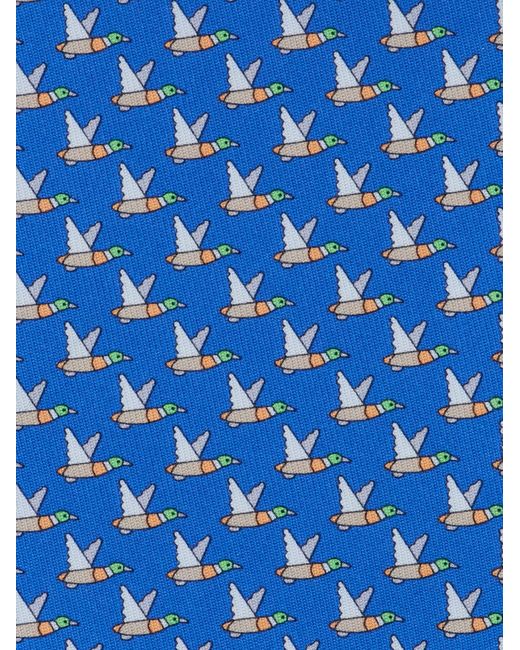 Ferragamo Blue Mallard Print Silk Tie for men