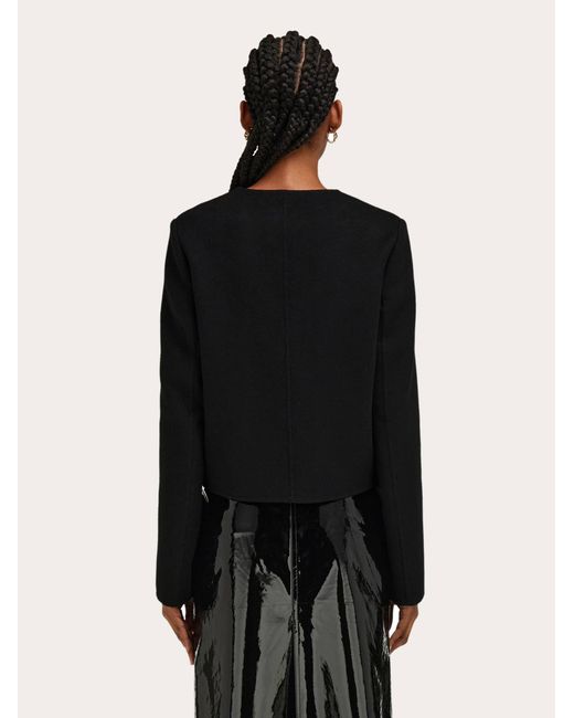 Ferragamo Black Wool And Cashmere Gancini Jacket