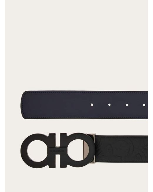 Ferragamo White Reversible And Adjustable Gancini Belt for men