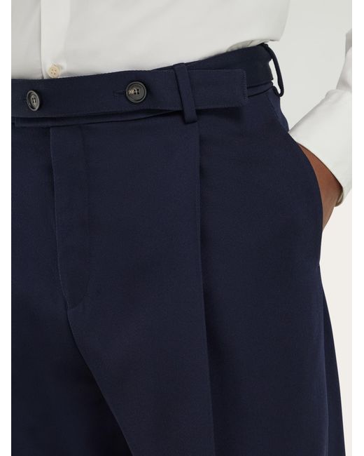 Ferragamo Blue Tailored Trousers With Button Detail for men