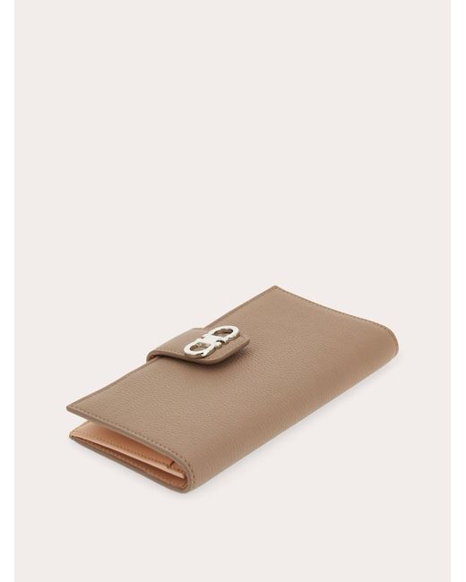 Ferragamo Natural Double Gancini Continental Wallet