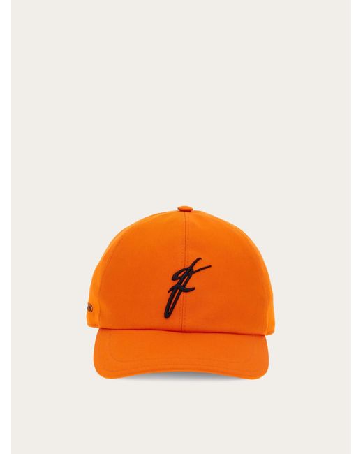 Ferragamo Orange Baseball Cap With Logo for men