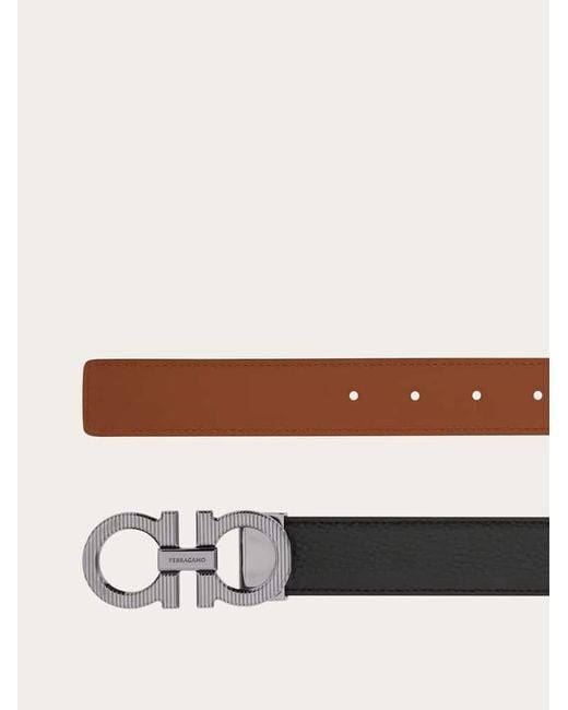 Ferragamo White Reversible And Adjustable Gancini Belt for men