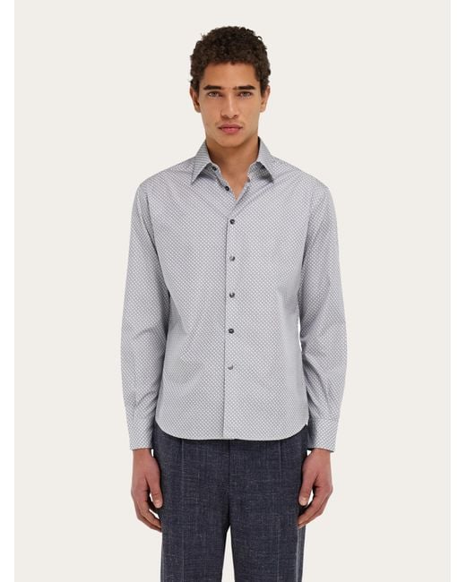 Ferragamo Blue Micro-Patterned Shirt for men
