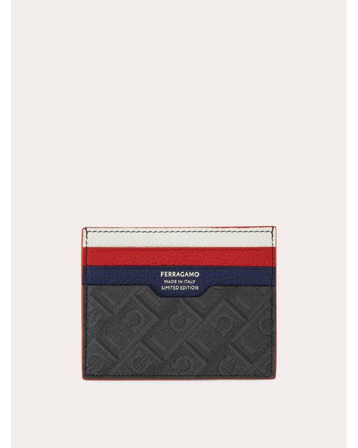 Ferragamo Blue Monogram Credit Card Holder for men