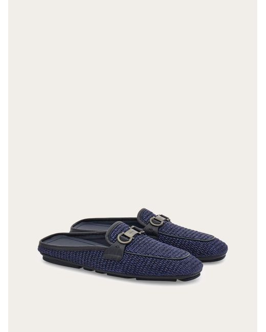 Ferragamo Blue Gancini Ornament Mule .5 for men