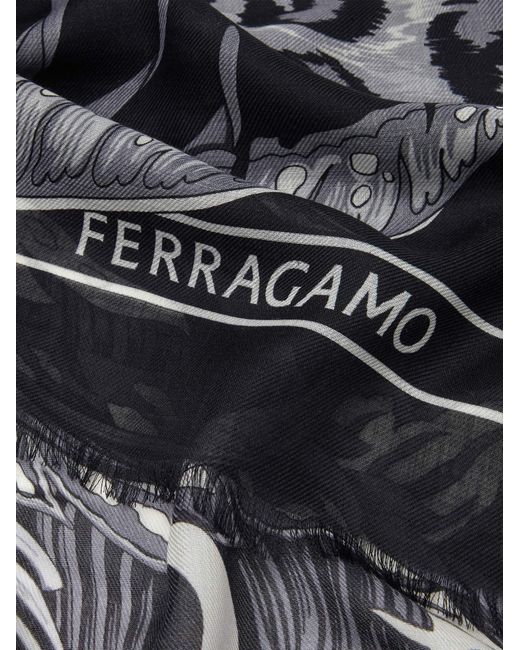 Ferragamo Gray Damen Schultertuch Aus Kaschmir Dschungel-Print