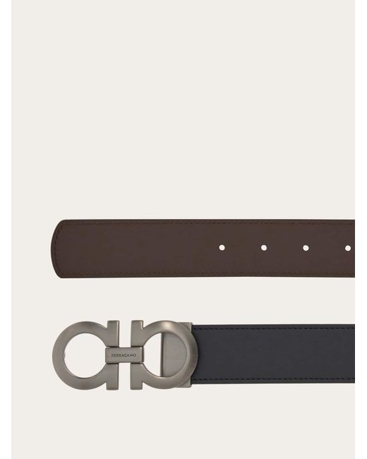 Ferragamo White Reversible And Adjustable Gancini Belt for men
