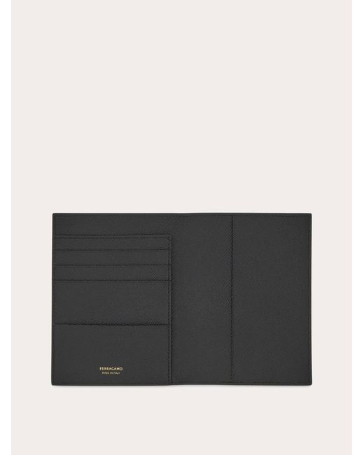 Ferragamo Black Gancini Passport Holder for men