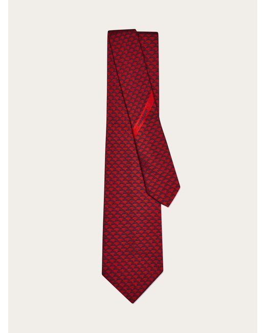 Ferragamo Red Archi Print Silk Tie for men