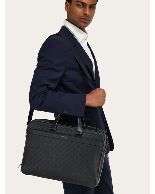 Ferragamo Black Monogram Briefcase for men