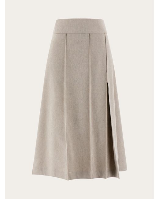 Ferragamo Natural Midi Skirt With Asymmetric Pleats