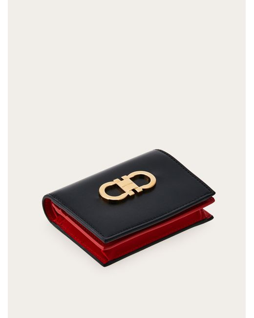 Ferragamo Black Gancini Compact Wallet