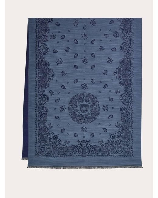 Ferragamo Blue Arabesque Print Stole for men