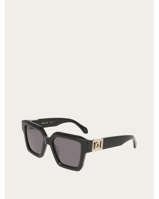 Ferragamo Black Rectangular Frame Sunglasses