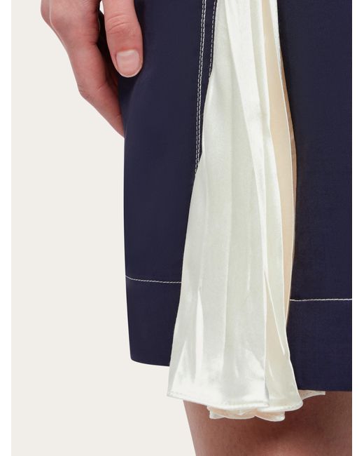 Ferragamo Blue Short Slip Dress With Inlays