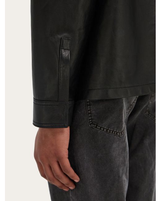 Ferragamo Black Nappa Over Shirt for men