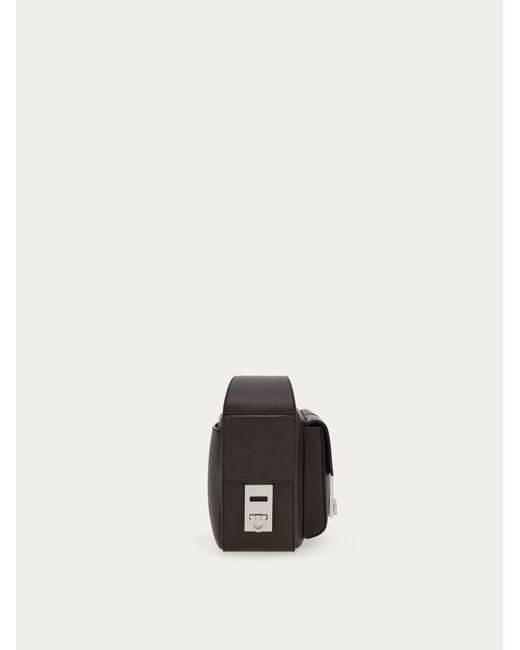 Ferragamo Black Utility Shoulder Bag With Hug Buckle (M) for men