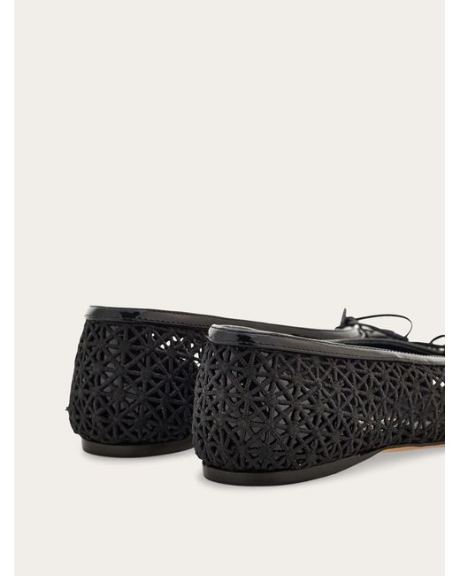 Ferragamo White Macramé Lace Ballet Flat .5